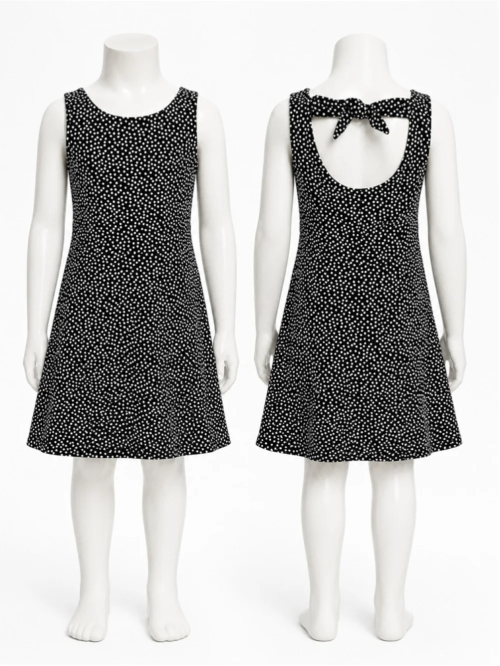 Old Navy Black & White Polka Dot Sleeveless Fit & Flare Tank Dress